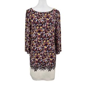 TIBI 100% Silk 3/4 Sleeve Impressionist Floral Shift Dress - Size 4 EUC